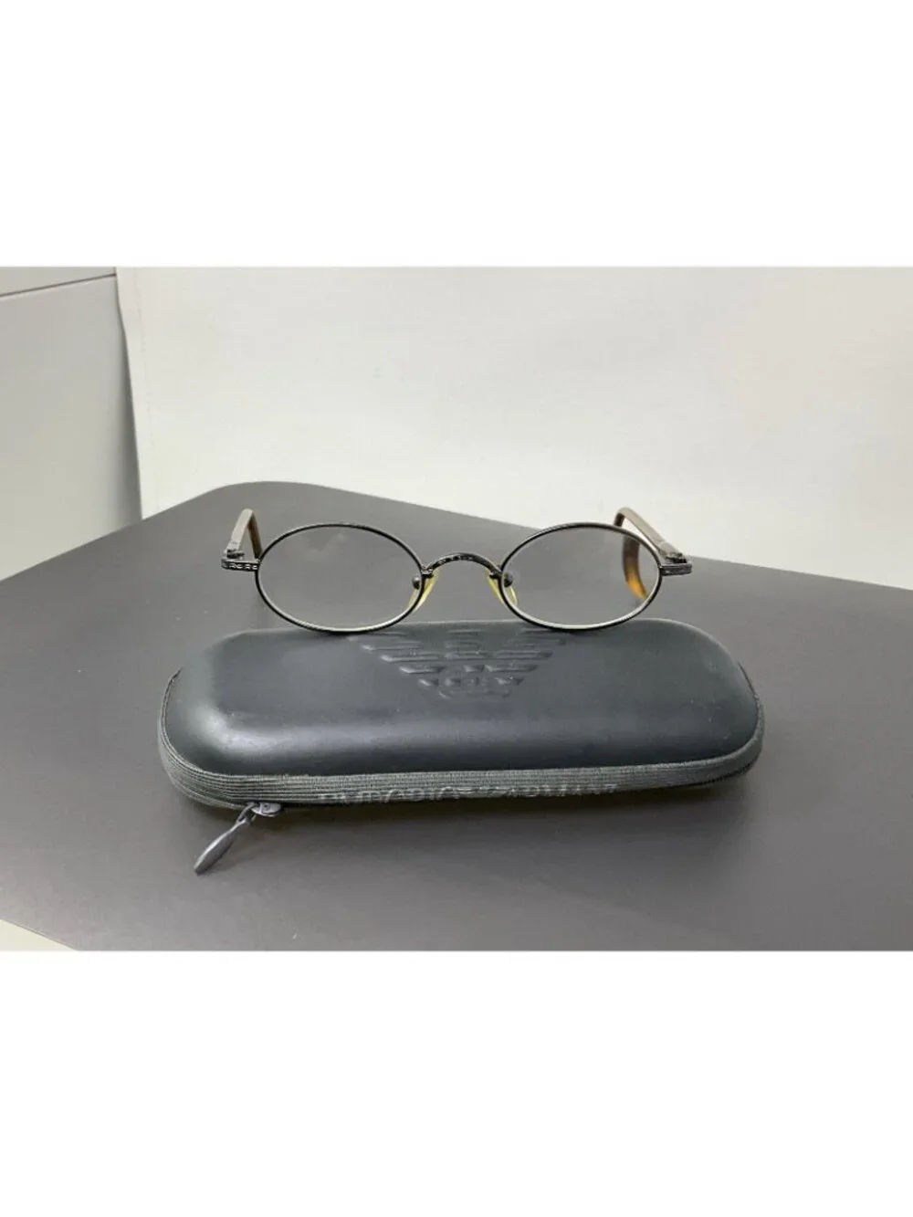 Vinatge Giorgio Armani GA 250 976 Dark Gunmetal Oval Eyeglasses Italy 44 [] 20